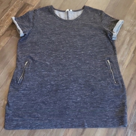 GAP Tops - GAP Heather Gray Space Dye Short Sleeve Tunic Pullover Sweatshirt, XXL